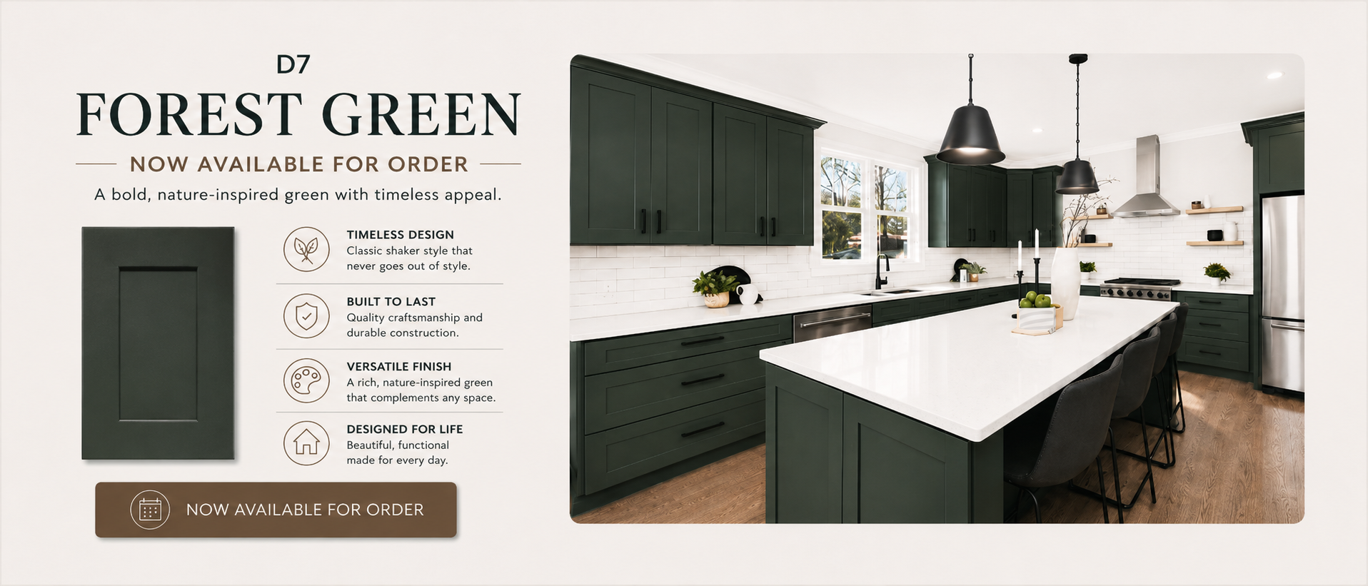D7-Forest-Green-Shaker-Style-Cabinet-Desktop - L&C Cabinetry
