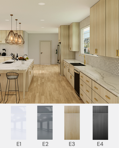 Sleek kitchen featuring L&C Cabinetry’s Frameless European Series with modern, minimalist cabinet design and smooth, flat-panel doors.