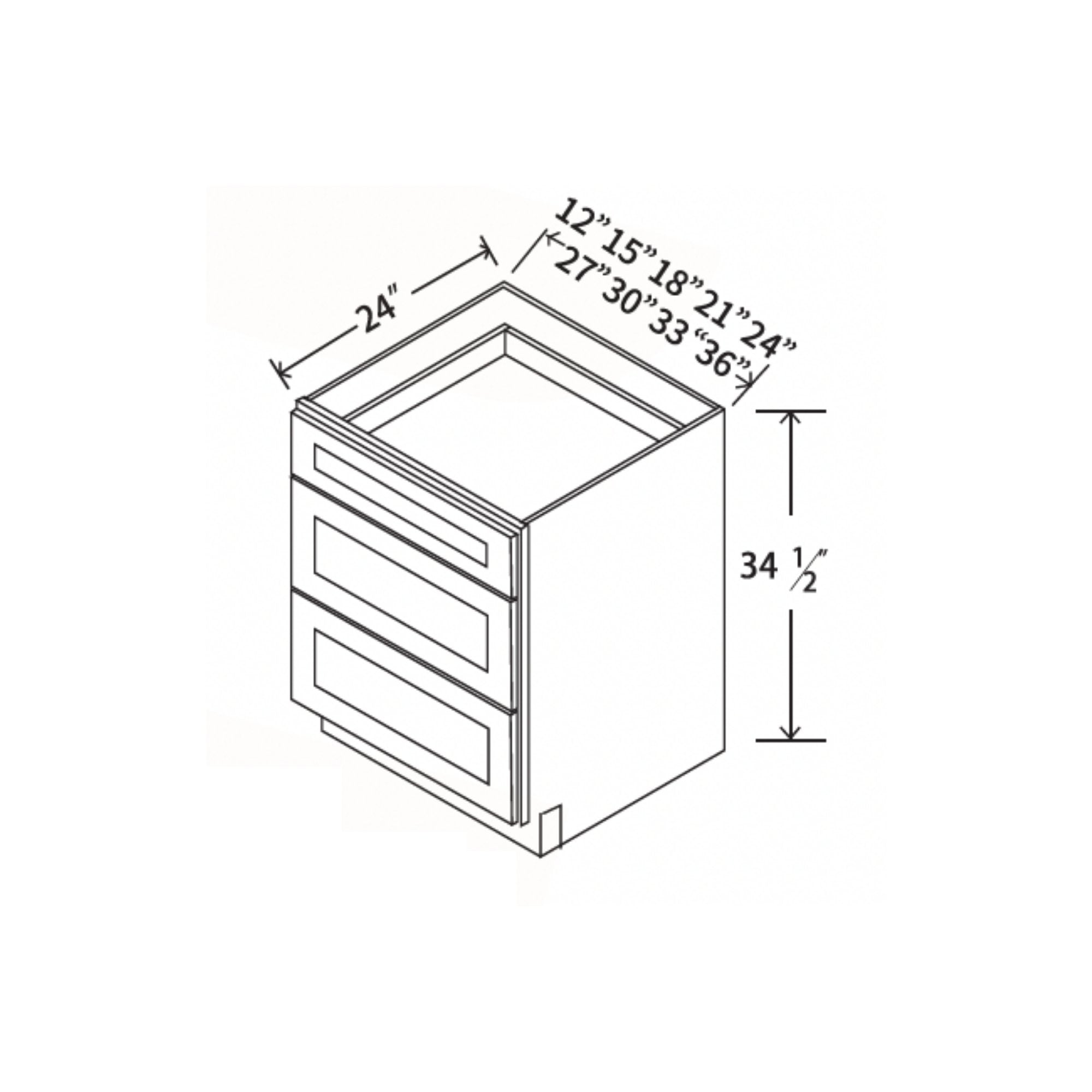 D2 - White Shaker Base Cabinets - L&C Cabinetry