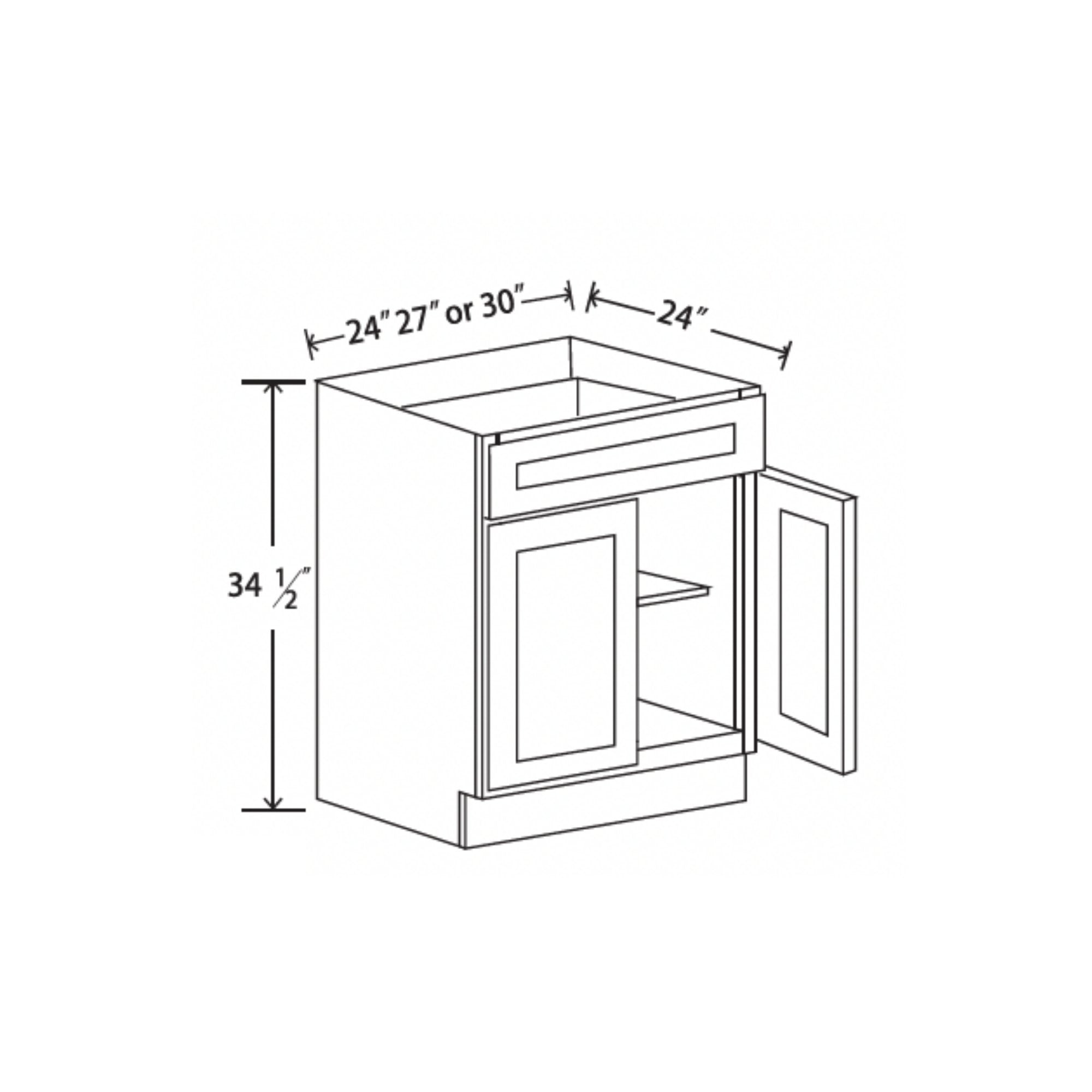 D2 - White Shaker Base Cabinets - L&C Cabinetry