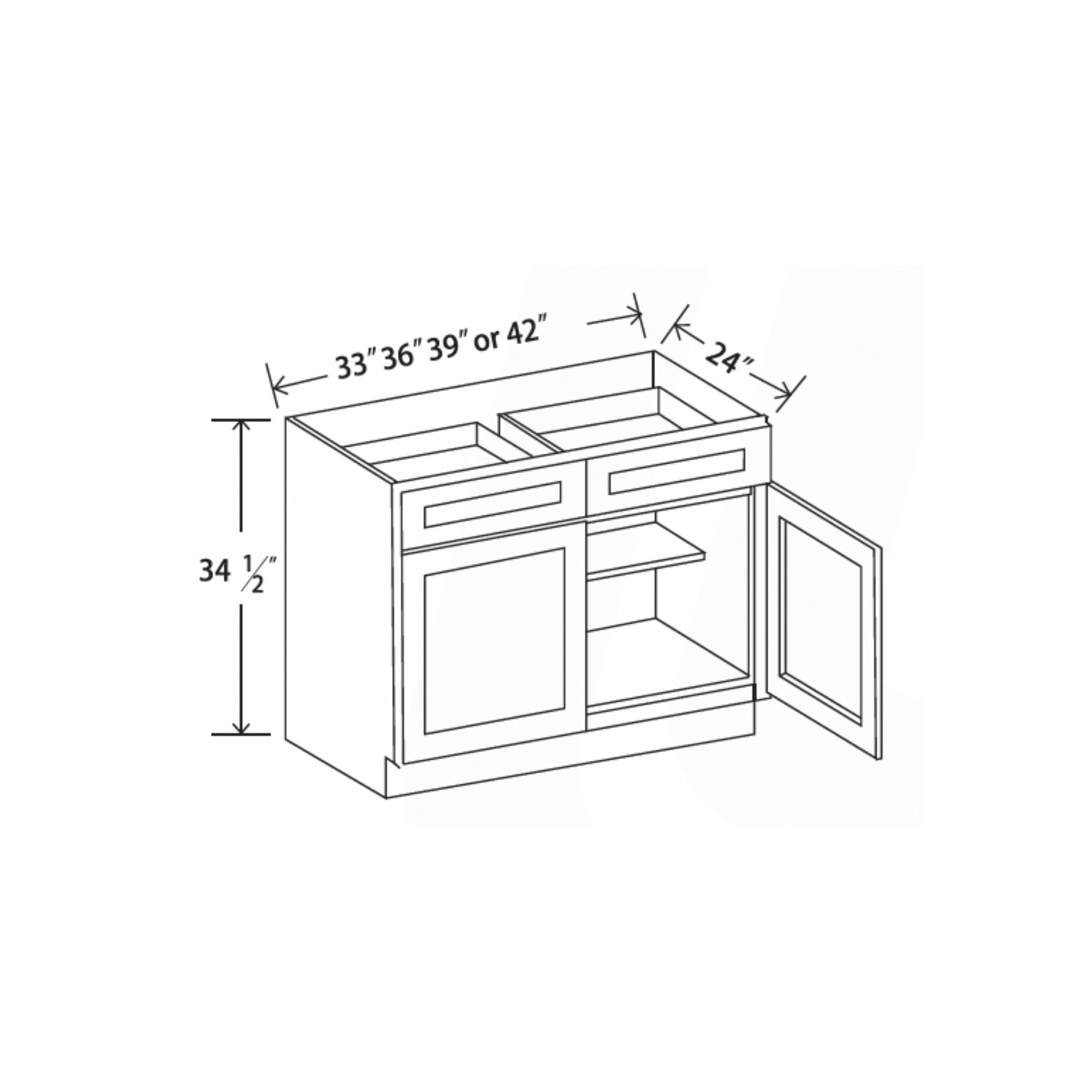 D2 - White Shaker Base Cabinets - L&C Cabinetry