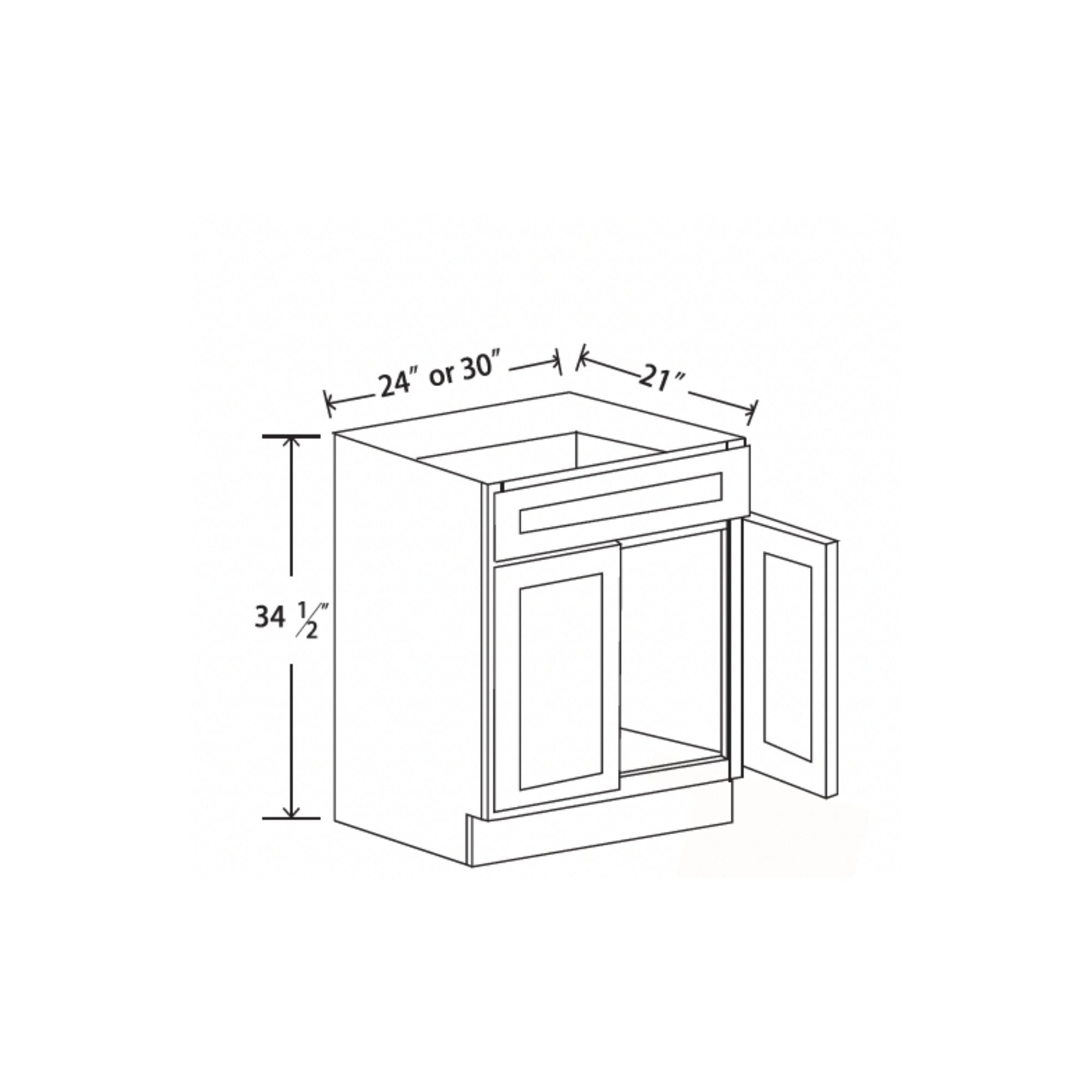 D2 - White Shaker Base Cabinets - L&C Cabinetry